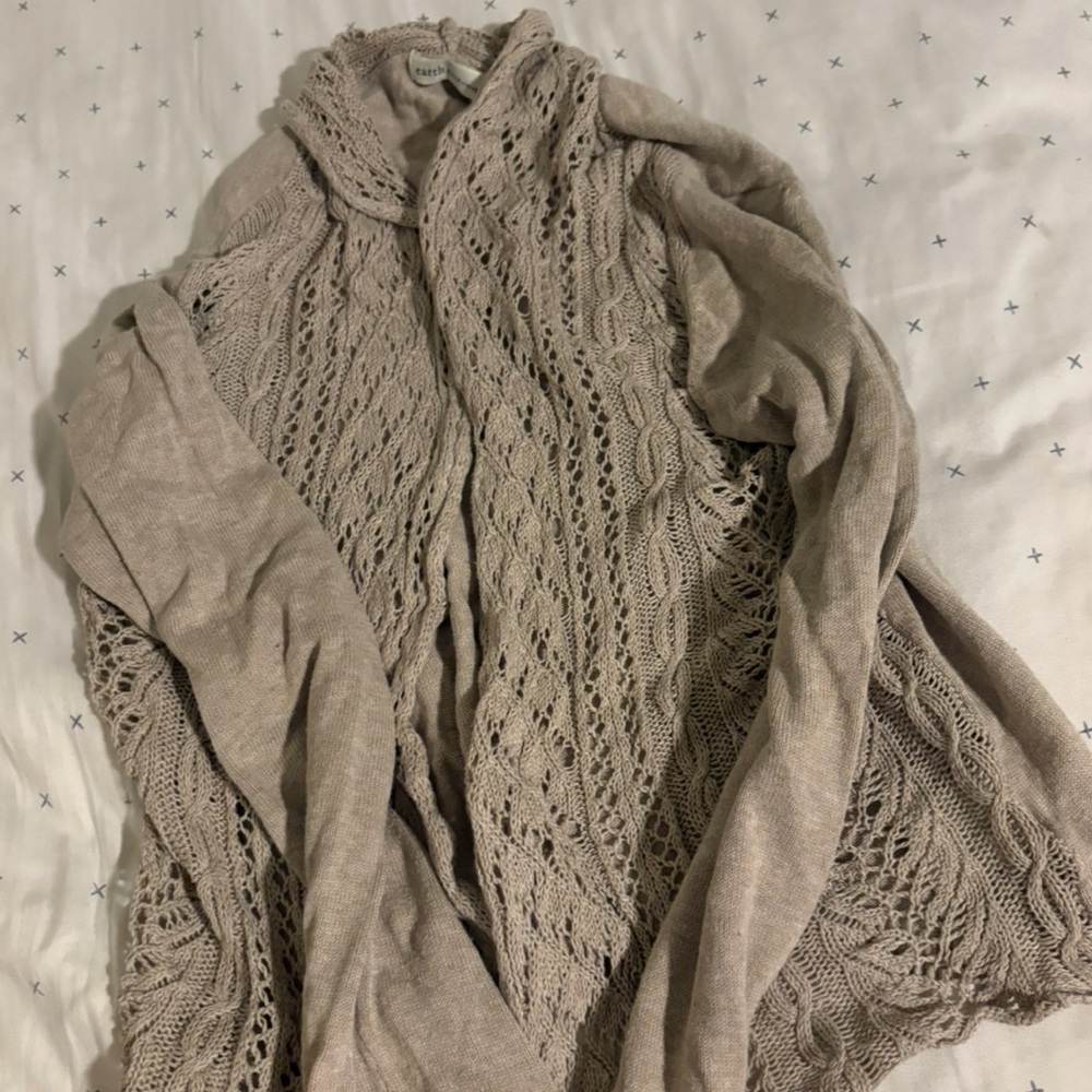 Crochet Elegant Beige Women's Sweater